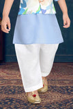 Blue kurta with colourful coat set - Lagorii Kids