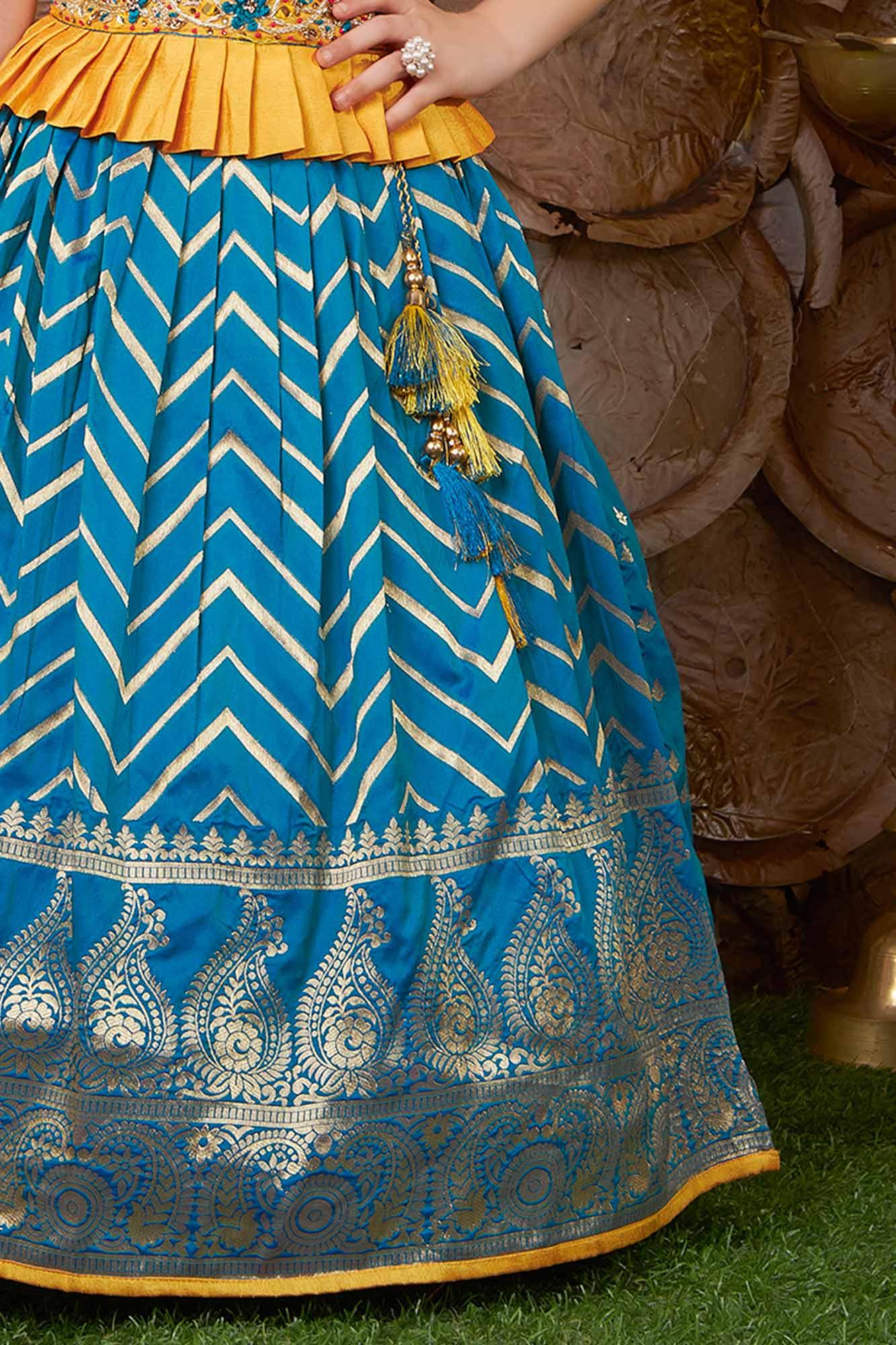 Embroidered Art silk Navratri Lehenga Choli in Yellow with Dupatta - LC5739