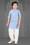 Blue Pathani Set With White Pant For Boys - Lagorii Kids