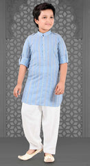 Blue Pathani Set With White Pant For Boys - Lagorii Kids