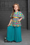 Blue Printed Palazzo Set For Girls - Lagorii Kids