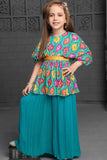 Blue Printed Palazzo Set For Girls - Lagorii Kids