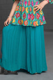 Blue Printed Palazzo Set For Girls - Lagorii Kids
