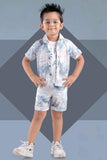 Blue Printed Shirt and Shorts Co-ord Set for Boys - Lagorii Kids