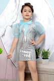 Blue Sequin Fit Dress for Girls - Lagorii Kids