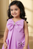 Girls Lavender A-Line Party Dress with Statement Bow Details