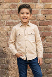 Beige Printed Cotton Shirt for Boys