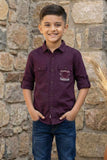 Maroon Printed Cotton Shirt for Boys