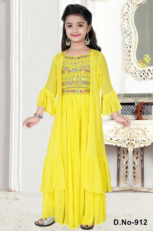 Bright yellow palazzo suit for girls. - Lagorii Kids