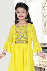 Bright yellow palazzo suit for girls. - Lagorii Kids