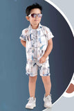 Brown Printed Shirt and Shorts Co-ord Set for Boys - Lagorii Kids
