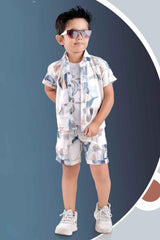 Brown Printed Shirt and Shorts Co-ord Set for Boys - Lagorii Kids