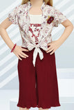 Chic Harmony: White Top and Maroon Pant Ensemble for Girls. - Lagorii Kids