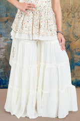 Chic in Cream: Girls' Ethnic Gharara Delight. - Lagorii Kids