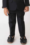 Classic Black Four Pc Suite With White Shirt Embossed Waist Coat Set For Boys - Lagorii Kids