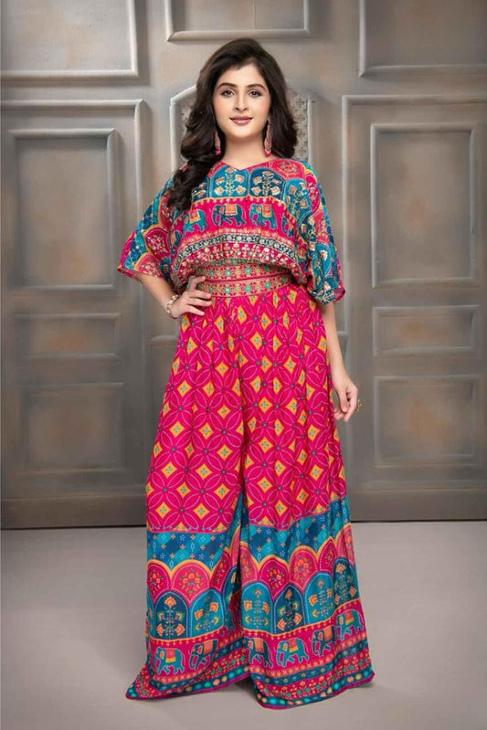 Classy Pink Jaipuri Printed Co Ord Set With Embroidery For Girls – Lagorii  Kids