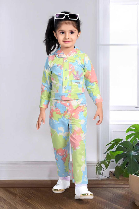 Colourful splash hoddie with pants for girls - Lagorii Kids