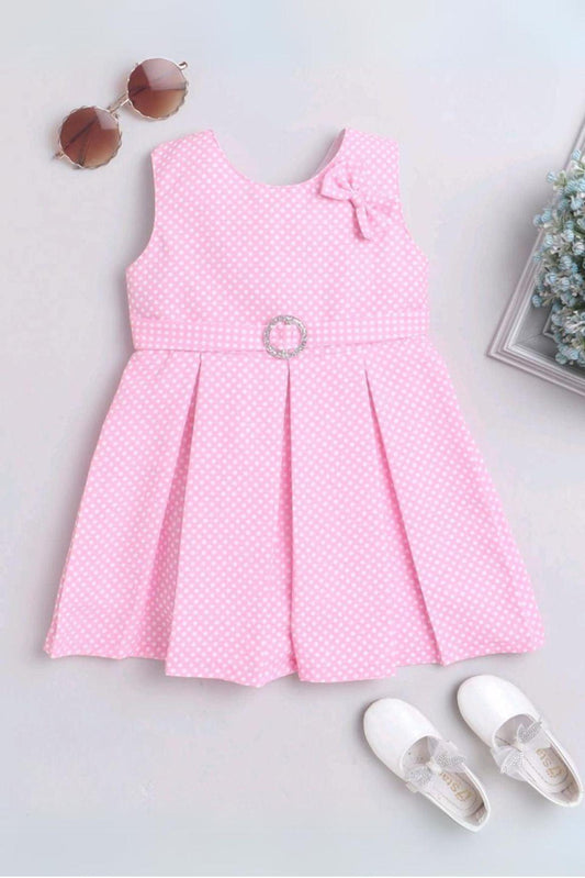Cute Baby Pink Frock With Bow Embellishment For Girls - Lagorii Kids