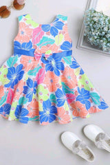 Cute Multicolor Frock With Floral Print For Girls - Lagorii Kids