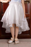 Dazzling White Sequin High Low Frock Party Frock For Girls - Lagorii Kids
