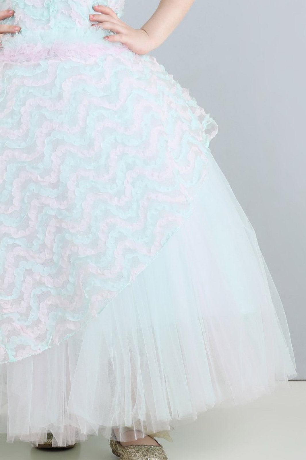 Dreamy Pastels: Light Blue and Baby Pink Gown for Girls. - Lagorii Kids