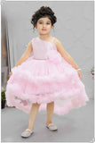 Elegant Shimmer Pink Net Tailback Ruffle Frock For Girls - Lagorii Kids
