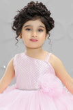 Elegant Shimmer Pink Net Tailback Ruffle Frock For Girls - Lagorii Kids