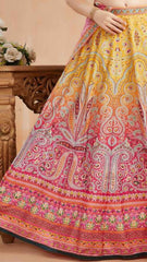 Elegant Yellow And Pink Printed Ghagra-Choli Set For Girls - Lagorii Kids