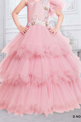 Enchanting Blossom: Baby Pink 3-Step Layered Gown for Little Princesses. - Lagorii Kids