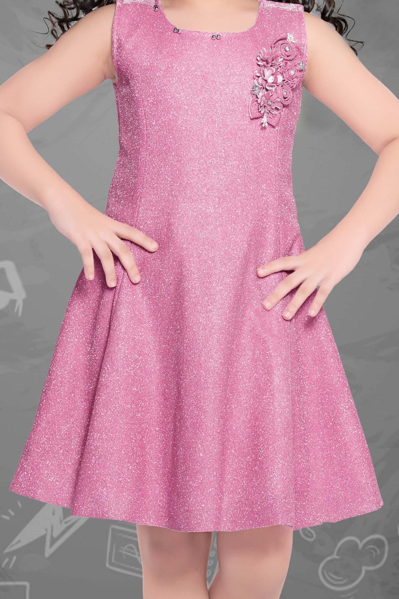 Enchanting Blush Pink Frock with Delicate Neckline for Kids - Lagorii Kids