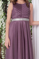 Enchanting Elegance: Shimmering Mulberry Gown for Girls. - Lagorii Kids