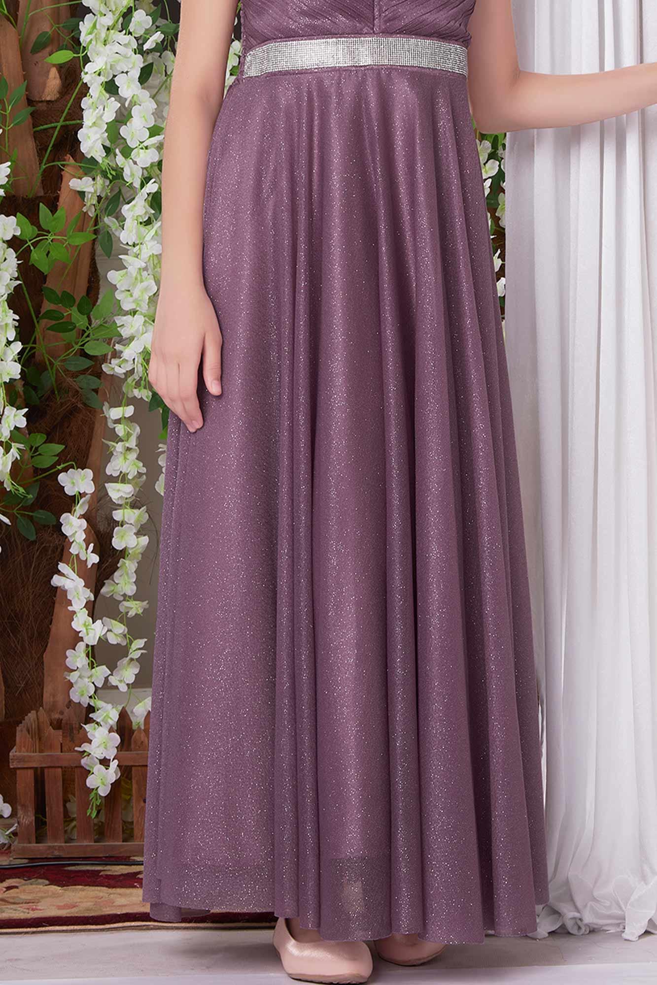 Enchanting Elegance: Shimmering Mulberry Gown for Girls. - Lagorii Kids