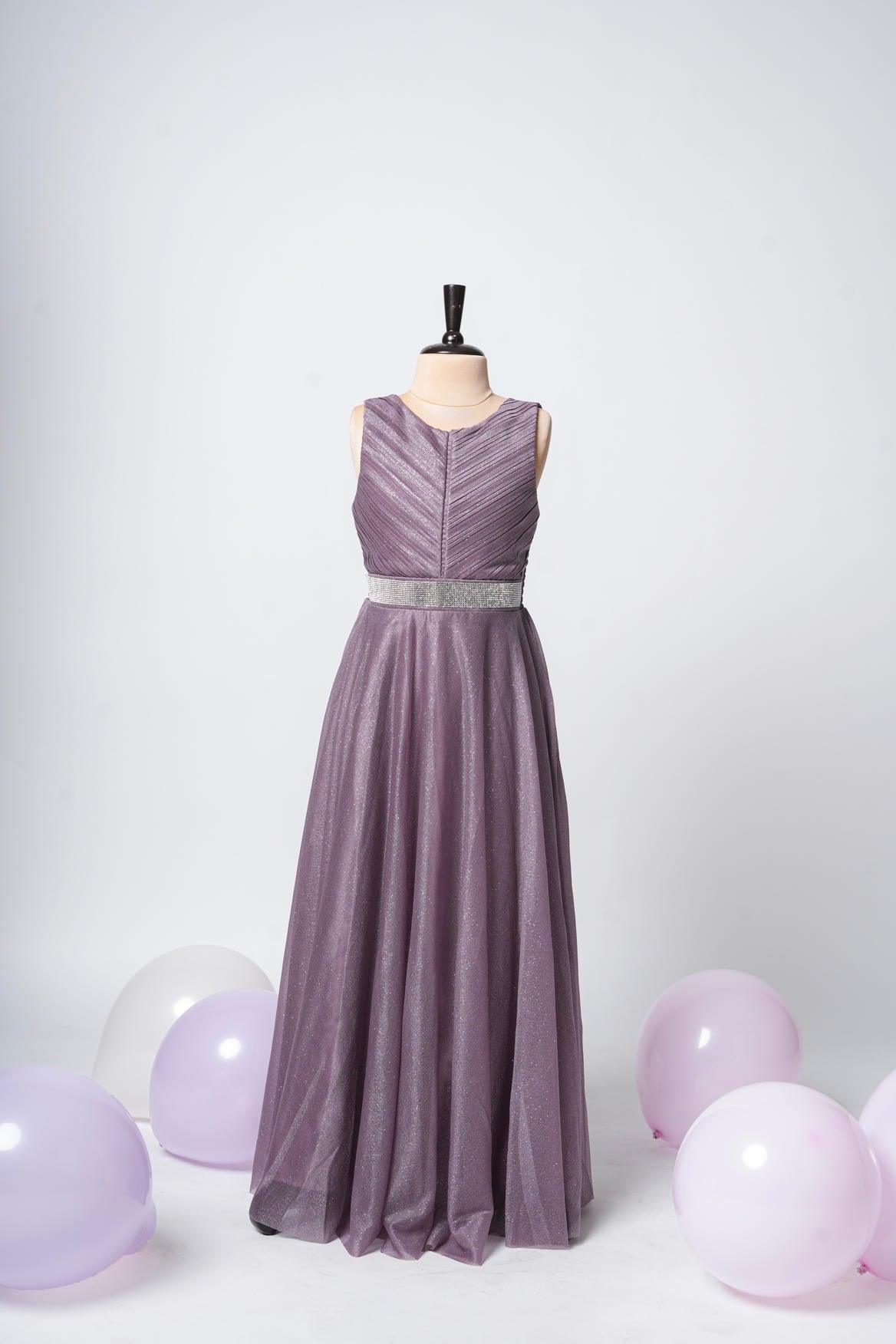 Enchanting Elegance: Shimmering Mulberry Gown for Girls. - Lagorii Kids