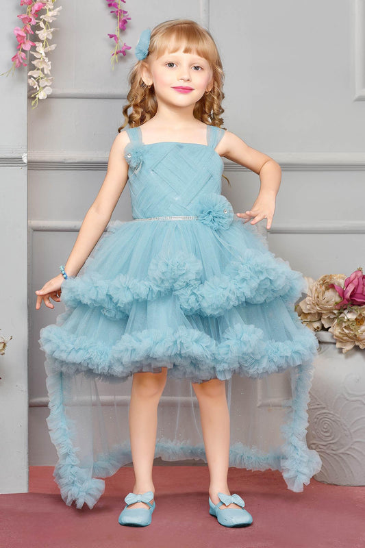 Fancy Blue Tailback Frock for Girls - Lagorii Kids