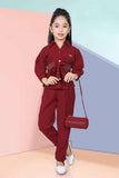 Fancy Maroon Casual Co-ord Set For Girls - Lagorii Kids