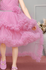 Fancy Pink Tailback Frock for Girls - Lagorii Kids