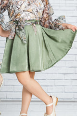 Floral Olive Green Skirt Set for Girls - Lagorii Kids