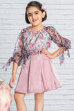 Floral Pink Green Skirt Set for Girls - Lagorii Kids