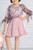 Floral Pink Green Skirt Set for Girls - Lagorii Kids