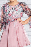 Floral Pink Green Skirt Set for Girls - Lagorii Kids