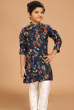 Floral Printed Blue Kurta Set For Boys - Lagorii Kids