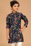 Floral Printed Blue Kurta Set For Boys - Lagorii Kids