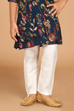 Floral Printed Blue Kurta Set For Boys - Lagorii Kids