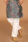Floral Printed Grey Kurta Set For Boys - Lagorii Kids