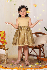 Golden color Silk Frock for Girls. - Lagorii Kids