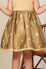 Golden color Silk Frock for Girls. - Lagorii Kids