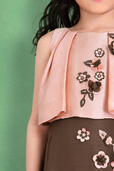 Graceful Peach and Coffee Colour Ethnic Gown - Lagorii Kids