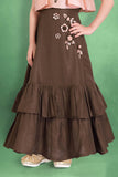Graceful Peach and Coffee Colour Ethnic Gown - Lagorii Kids
