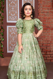Green Ethnic Gown for Girls - Lagorii Kids