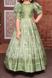 Green Ethnic Gown for Girls - Lagorii Kids